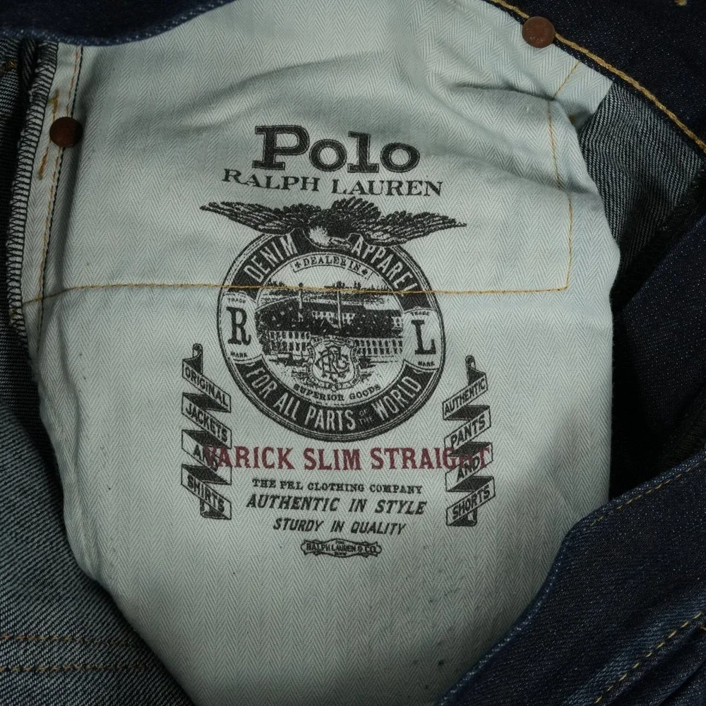Polo Ralph Lauren Jeans Mens 37x34‎ Dark Blue Varick Slim Straight Denim